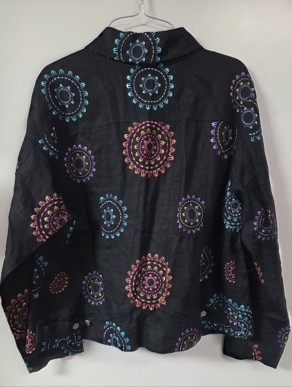 Alexandra Bartlett 100% Linen Button-Front Shirt Jacket with Embroidery - Picture 3 of 4
